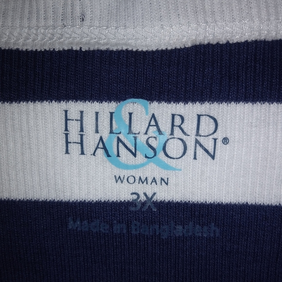 Hillard & Hanson 3X Striped Navy White Tank Top Plus - Picture 2 of 6